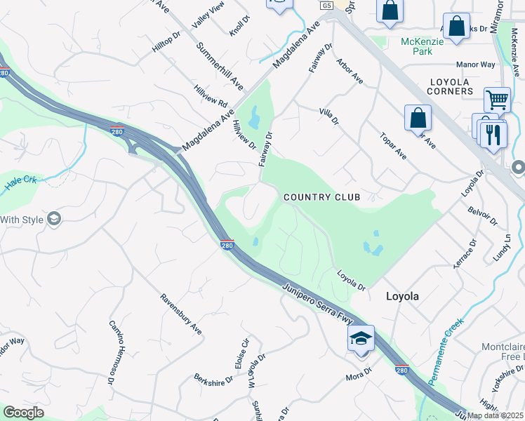 map of restaurants, bars, coffee shops, grocery stores, and more near 1627 Shirley Avenue in Los Altos