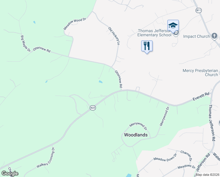 map of restaurants, bars, coffee shops, grocery stores, and more near 6380-6400 Everett Road in Forest