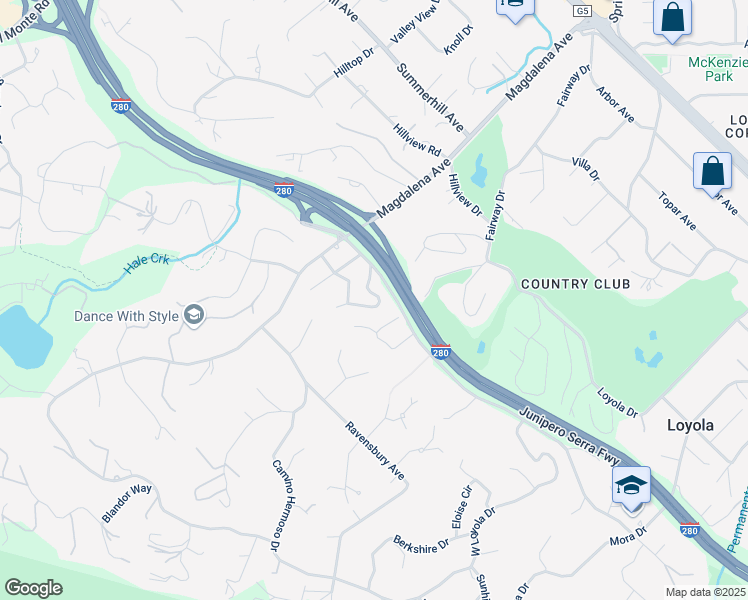 map of restaurants, bars, coffee shops, grocery stores, and more near 11701 Winding Way in Los Altos