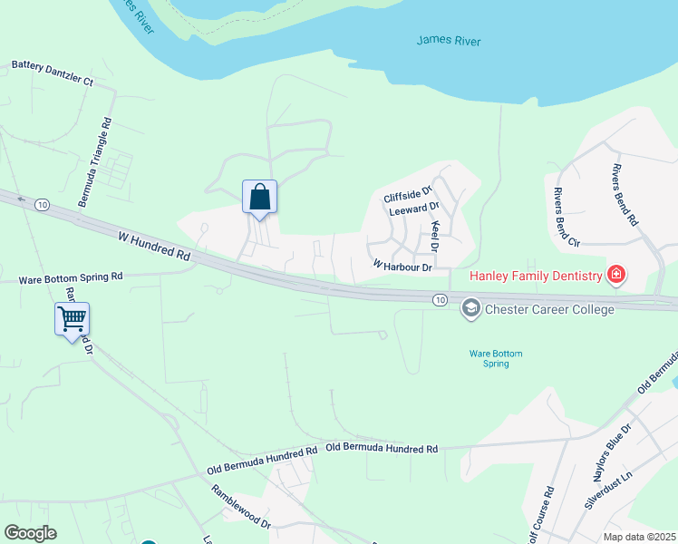 map of restaurants, bars, coffee shops, grocery stores, and more near 1138 West Hundred Road in Chester