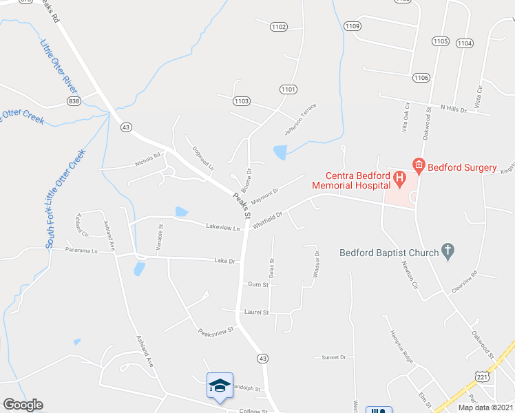 map of restaurants, bars, coffee shops, grocery stores, and more near 1204 Maymont Drive in Bedford