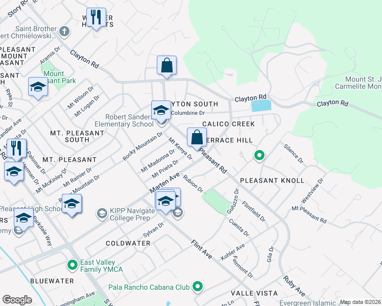 map of restaurants, bars, coffee shops, grocery stores, and more near 3483 Marten Avenue in San Jose