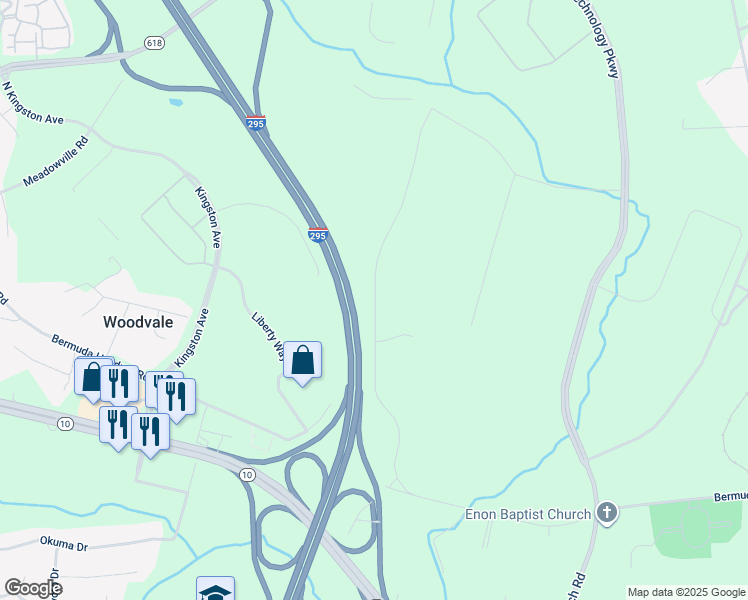 map of restaurants, bars, coffee shops, grocery stores, and more near Interstate 295 in Chester