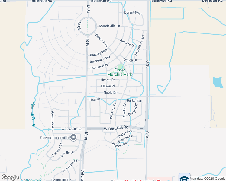 map of restaurants, bars, coffee shops, grocery stores, and more near 367 Noble Drive in Merced