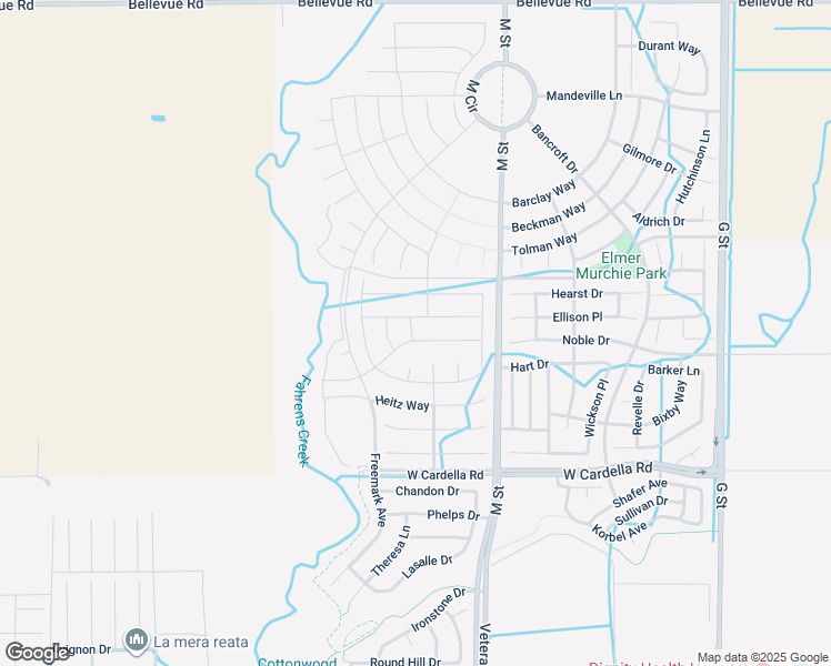 map of restaurants, bars, coffee shops, grocery stores, and more near 699 Marybelle Drive in Merced