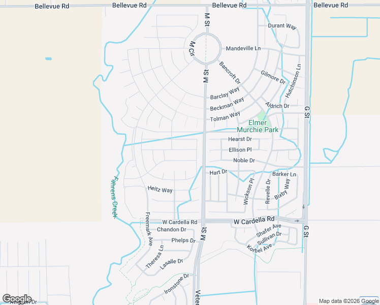 map of restaurants, bars, coffee shops, grocery stores, and more near 619 Marybelle Drive in Merced