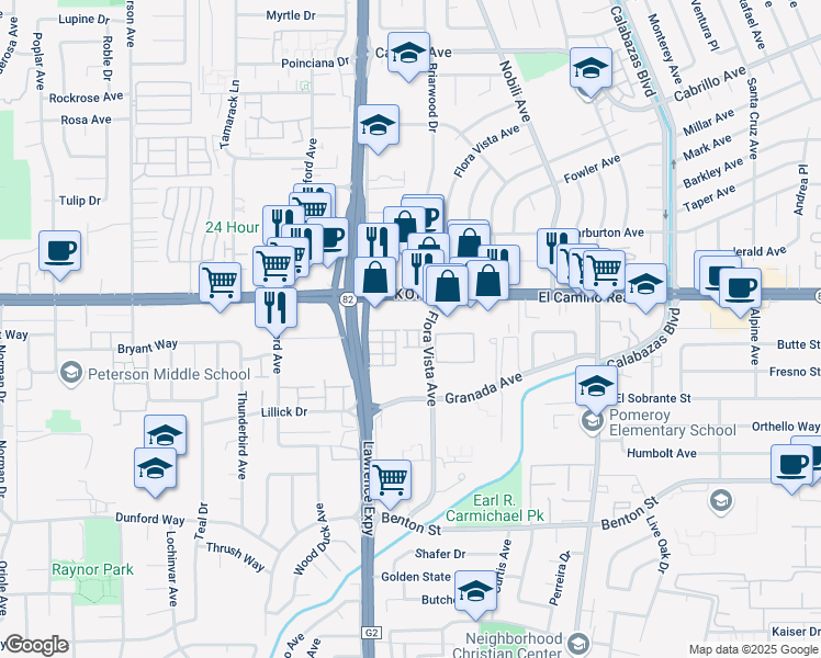 map of restaurants, bars, coffee shops, grocery stores, and more near 3501 Willett Place in Santa Clara