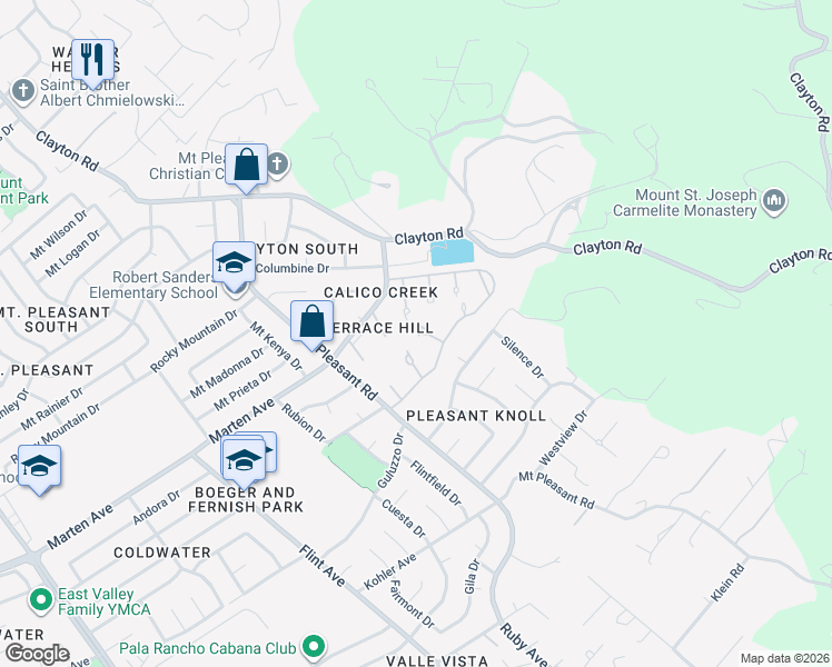 map of restaurants, bars, coffee shops, grocery stores, and more near 3669 Rocky Creek Court in San Jose