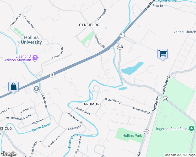 map of restaurants, bars, coffee shops, grocery stores, and more near 8549 Muirfield Circle in Hollins
