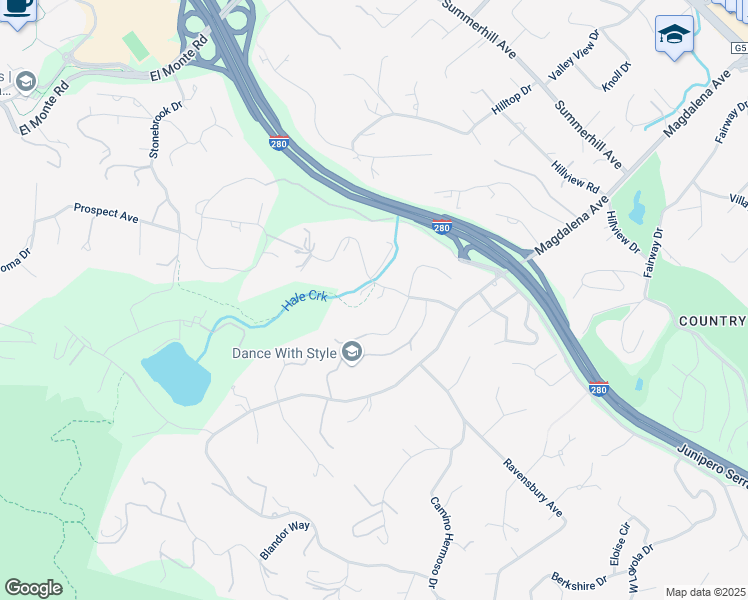 map of restaurants, bars, coffee shops, grocery stores, and more near 11660 Dawson Drive in Los Altos Hills