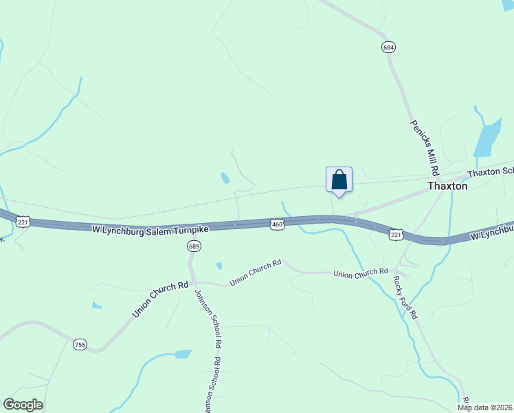 map of restaurants, bars, coffee shops, grocery stores, and more near 5183 U.S. 221 in Thaxton