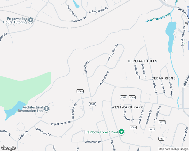 map of restaurants, bars, coffee shops, grocery stores, and more near 177 Wellington Drive in Lynchburg