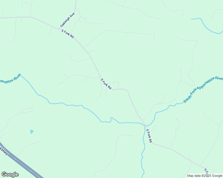map of restaurants, bars, coffee shops, grocery stores, and more near 1749 South Fork Road in Appomattox