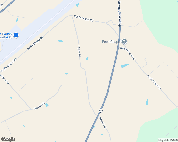 map of restaurants, bars, coffee shops, grocery stores, and more near 2-390 Myers Road in Campbellsville