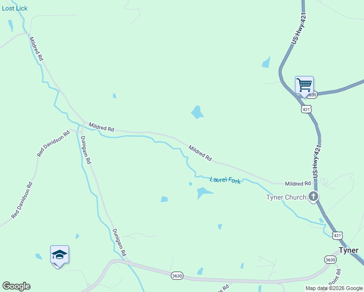 map of restaurants, bars, coffee shops, grocery stores, and more near 3633 Mildred Road in McKee