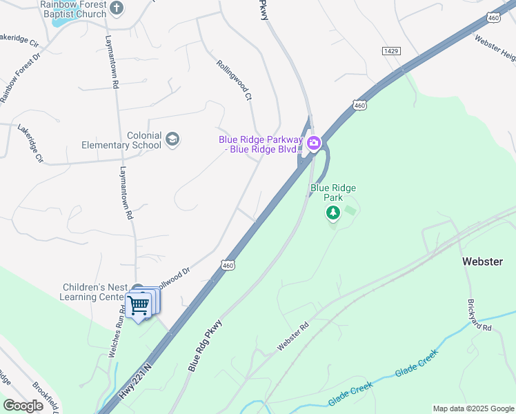 map of restaurants, bars, coffee shops, grocery stores, and more near Love View Lane in Laymantown