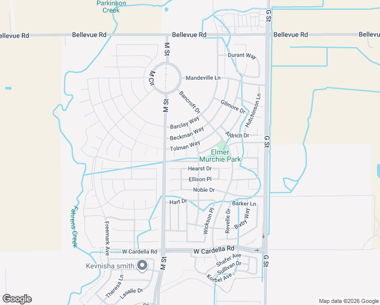 map of restaurants, bars, coffee shops, grocery stores, and more near 4456 Cohen Court in Merced