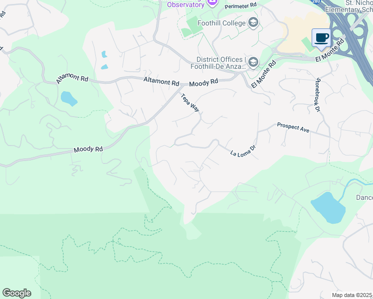 map of restaurants, bars, coffee shops, grocery stores, and more near 11275 Summit Wood Road in Los Altos Hills