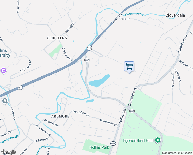 map of restaurants, bars, coffee shops, grocery stores, and more near 8115-8121 Ashton Lane in Hollins