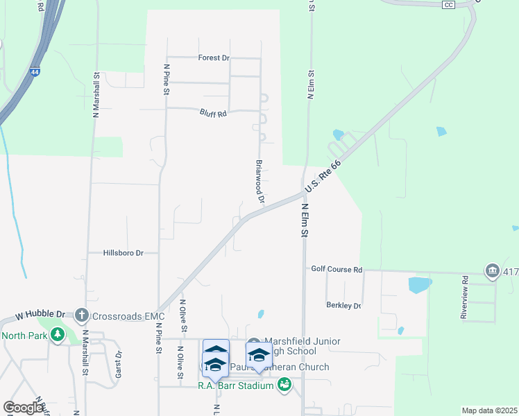 map of restaurants, bars, coffee shops, grocery stores, and more near 1333 Briarwood Drive in Marshfield