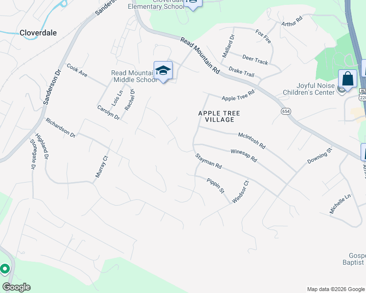 map of restaurants, bars, coffee shops, grocery stores, and more near 6-134 State Route 1075 in Roanoke