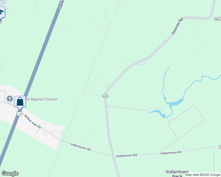 map of restaurants, bars, coffee shops, grocery stores, and more near 16606 Seaside Road in Cape Charles