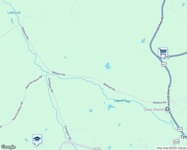 map of restaurants, bars, coffee shops, grocery stores, and more near 3633 Mildred Road in McKee
