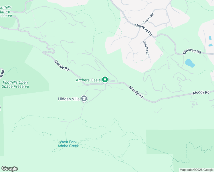 map of restaurants, bars, coffee shops, grocery stores, and more near 26870 Moody Road in Los Altos Hills