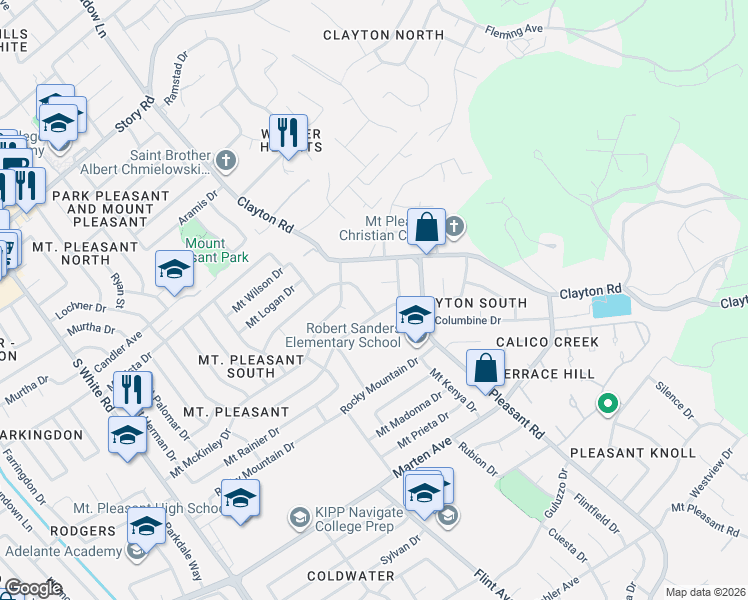 map of restaurants, bars, coffee shops, grocery stores, and more near 1536 Mount Frazier Drive in San Jose