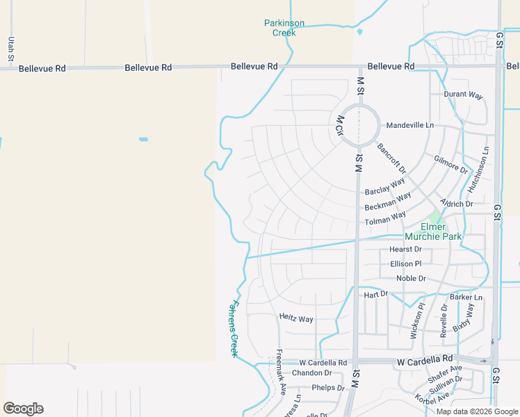 map of restaurants, bars, coffee shops, grocery stores, and more near 838 Courtney Court in Merced