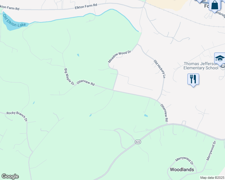 map of restaurants, bars, coffee shops, grocery stores, and more near 301 Otterview Road in Forest