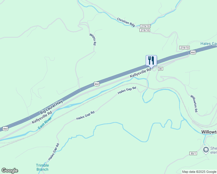 map of restaurants, bars, coffee shops, grocery stores, and more near 6190 Kellysville Road in Princeton
