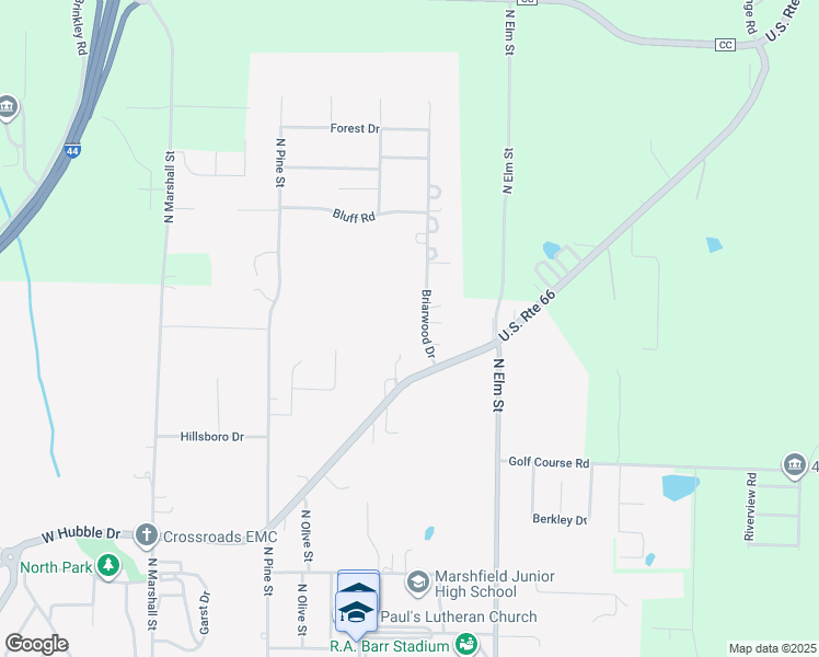 map of restaurants, bars, coffee shops, grocery stores, and more near 1333-1355 Briarwood Drive in Marshfield