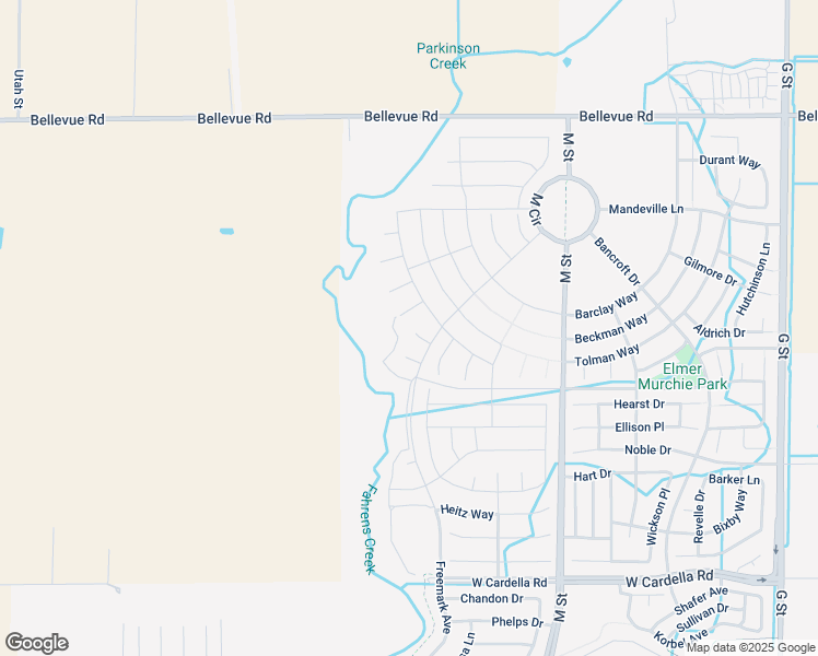 map of restaurants, bars, coffee shops, grocery stores, and more near 845 Courtney Court in Merced