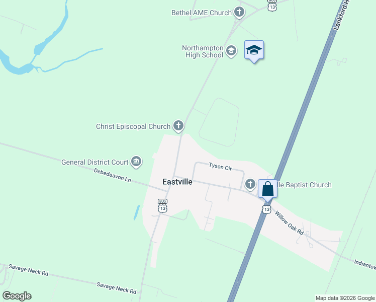 map of restaurants, bars, coffee shops, grocery stores, and more near 16349 Courthouse Rd in Cape Charles