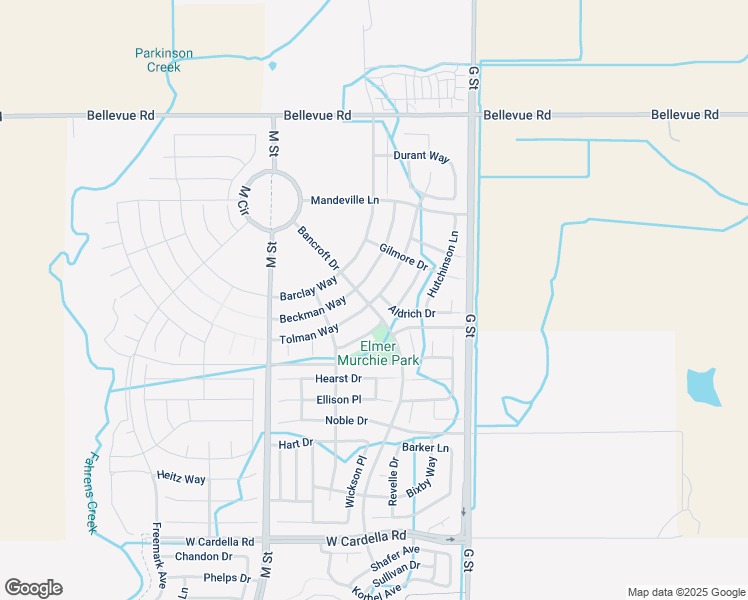 map of restaurants, bars, coffee shops, grocery stores, and more near 4351 Tolman Way in Merced