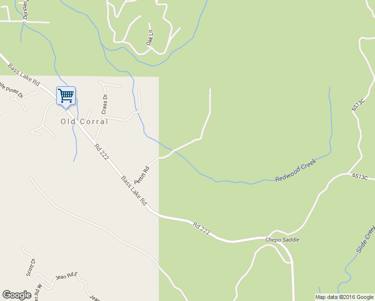 map of restaurants, bars, coffee shops, grocery stores, and more near 52120 Pettitt Road in Oakhurst