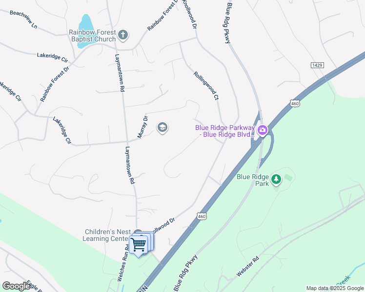 map of restaurants, bars, coffee shops, grocery stores, and more near 140 Hillandale Drive in Troutville