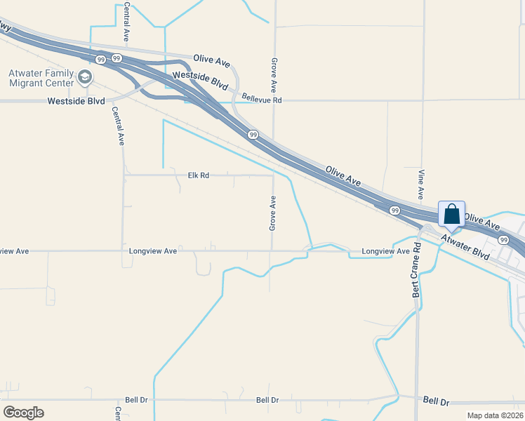 map of restaurants, bars, coffee shops, grocery stores, and more near 4603 Grove Avenue in Atwater