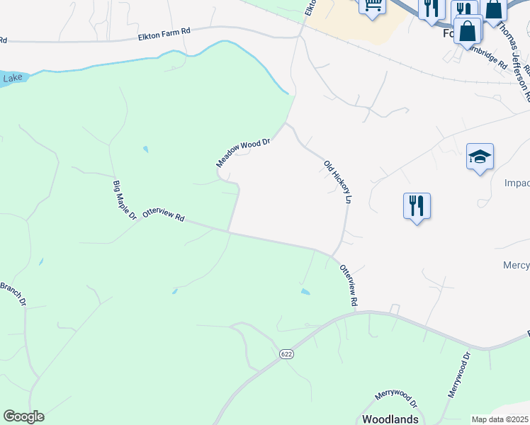 map of restaurants, bars, coffee shops, grocery stores, and more near 211-295 Otterview Road in Forest