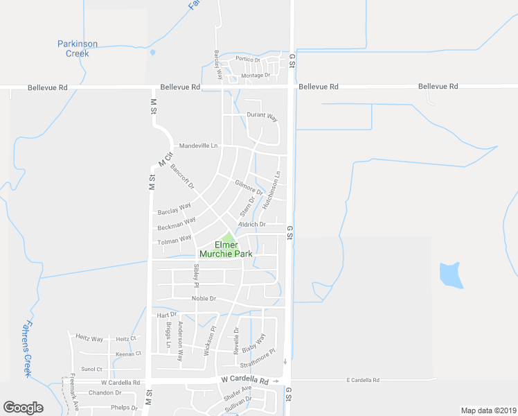 map of restaurants, bars, coffee shops, grocery stores, and more near 4645 Hutchinson Lane in Merced
