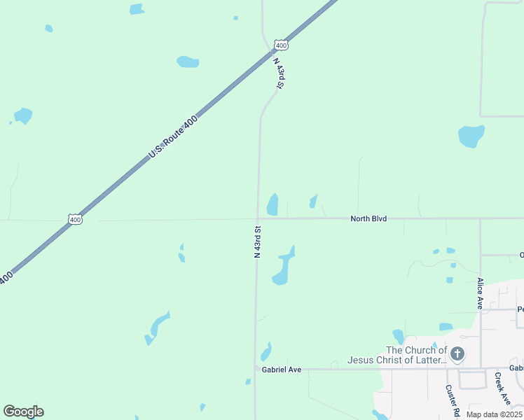 map of restaurants, bars, coffee shops, grocery stores, and more near 25001 North 43rd Street in Parsons