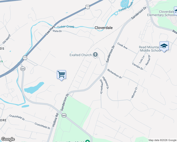 map of restaurants, bars, coffee shops, grocery stores, and more near 226 Altamira Drive in Roanoke