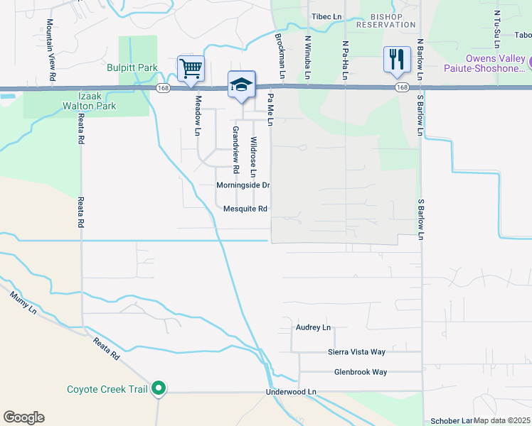 map of restaurants, bars, coffee shops, grocery stores, and more near 430 Pa Me Lane in Bishop