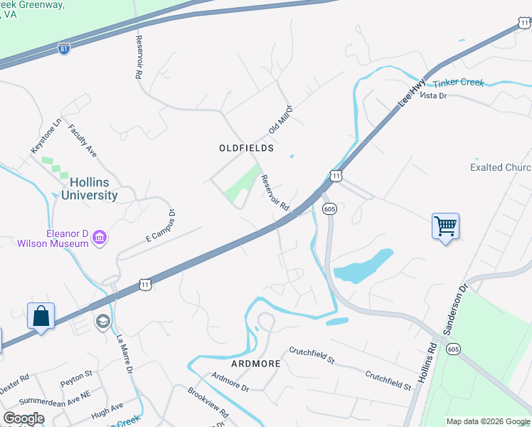 map of restaurants, bars, coffee shops, grocery stores, and more near 8229 Emerald Court Drive in Hollins