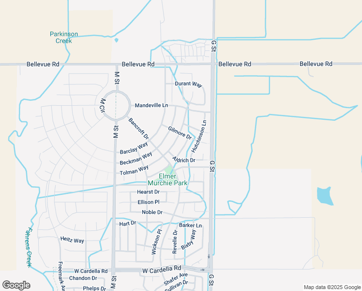 map of restaurants, bars, coffee shops, grocery stores, and more near 4651 Stern Drive in Merced
