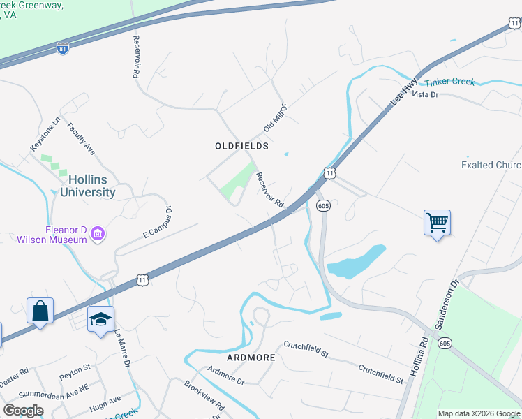 map of restaurants, bars, coffee shops, grocery stores, and more near 8229 Emerald Court Drive in Hollins