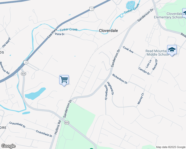 map of restaurants, bars, coffee shops, grocery stores, and more near 240 Altamira Drive in Roanoke