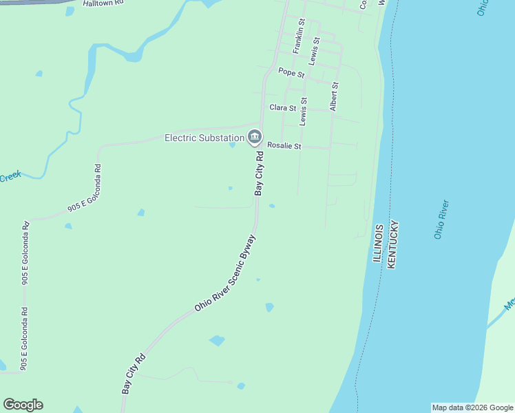 map of restaurants, bars, coffee shops, grocery stores, and more near Ohio River Scenic Byway in Golconda