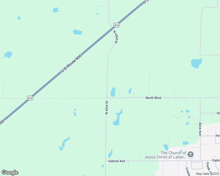 map of restaurants, bars, coffee shops, grocery stores, and more near 25001-25075 North 43rd Street in Parsons